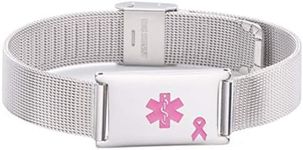 LinnaLove Lymphedema Alert bracelets No Needle or BP bracelets Stainless Steel Medical id Bracelets for women, One Size, Metal