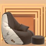 Pi Bean Bags Faux Leather with Beans Filled XXXXL Bean Bag with Free Cushion and Footrest - Official : Printopiabean Combo (Matching Color : Printed, E=Mc2 Brown Cream)