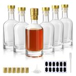 YBCPACK 100ml Glass Liquor Bottles with T-Top Caps, 6 Pack Empty Small Glass Bottles for Alcohol, Beverages, Clear Mini Vodka Bottles for Party Favors