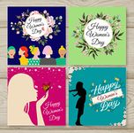 Khillayox Happy Women's Day Surprise Greeting Card to Gift Mother Sister Wife Office Collogue Friend Girlfriend Girl | Women's Day Printed Cards - Set of 4 (Multicolor)