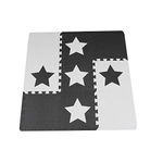 9 Black Interlocking Foam Baby Play Mat Star Tiles with Edges - Play Mats. Each tile 30 x 30cms. Total 0.9m2.