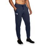 Under Armour Rival Fitted Tapered Jogger, Men's Skinny Joggers Made of Durable Fabric, Tight Tracksuit Bottoms Easy to Move in Men, NavyBlue (Midnight Navy/White (410)), 2XL