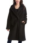 Jessica Simpson Women's Winter Coat - Full Length Double Breasted Sherpa Fleece Peacoat - Plush Teddy Coat for Women (S-XL), Black, Large