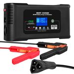 YHCHKJ Battery Charger, 48V-13Amp and 36V-18Amp Golf Cart Charger, Smart Car Battery Charger with LCD Display, Lithium,Lifepo4 Lead-Acid AGM/Gel/SLA Trickle Charger for EZGO RXV & TXT,3-Pin (Triangle)