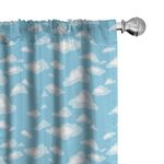 Ambesonne Blue and White Window Curtains Pack of 2, Cartoon Sky with Fluffy Clouds Clear Day Pattern, Lightweight Set with Rod Pocket, 4 Panels of - 28" x 95",Baby Blue