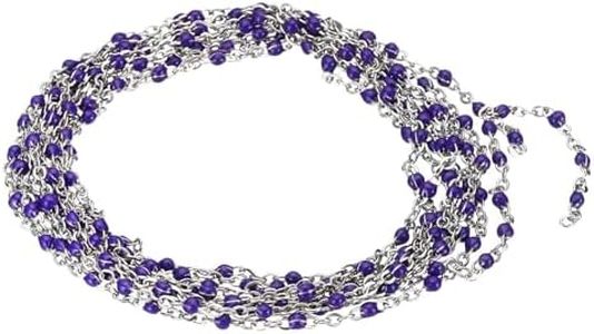 PATIKIL 2m/6.6 Feet Stainless Steel Cable Chain, Silver Link Chain Enamel Beads Satellite for Jewelry Making DIY Necklace Bracelet Accessories, Purple