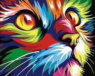 YEESAM ART Paint by Numbers for Adults Beginners Painted Cat Head 16x20 inch Linen Canvas Acrylic DIY Number Painting Kits Wall Art Decor Gifts