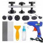 Paintless Car Dent Puller Kit, Professional PDR Auto Body Dent Removal Tool, 100W Hot Glue Gun, Heavy Duty Bridge Puller, 10 High-Viscosity Glue Sticks Tabs, Vehicle Hail Damage Door Dings Repair Set