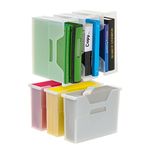 IRIS USA Small Portable Desktop File Box with Open Lid, 6 Pack, Side Handles, Hanging File Folders, Tabs & Inserts, Letter Size, Magazines, Newspapers, Mail, Books, Notebooks, Clear