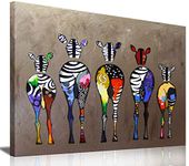 Funny Zebra Bathroom Wall Art Colorful Cute Animals Bedroom Posters Canvas Painting Wall Decor Picture Prints Artwork for Kids Room Nursery Living Room Home Decoration Framed