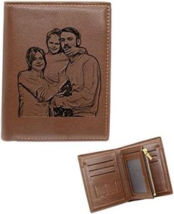 Billetera de Foto Personalizada, Cartera Personalizado para Hombre Papá, Plegable Cuero Monedero