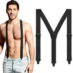 Jiuguva Airport Friendly Hidden Suspenders Y Back Underclothing Suspender Heavy Duty Suspender Hidden Suspender for Men Women (Black)