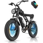 YVY C20 Lite Electric Bike, 70 Miles Max Range, 48V 15.6Ah Removable Battery, 80Nm Motor, 7 Speed Ebike, 20" Fat Tire Dirt Bike, Full Suspension, Dual Disc, LCD Display