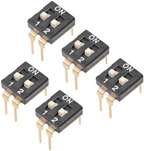 uxcell 5 Pcs Black DIP Switch Horizontal 1-2 Positions 2.54mm Pitch for Circuit Breadboards PCB