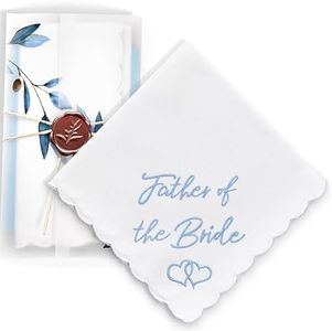 W&F GIFT Wedding Handkerchief - 12" x 12" - Something Blue for Bride on Wedding Day - Fun Wedding Gifts, Father of the Bride