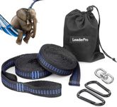 LeaderPro 10 Feet Hammock Straps (2 Pack), 3 m x 2.5 cm, Max bearing 400 kg, Camping Hammock Accessories Suspension System, with 2 Hook Carabiners, One Hanging Chair Hook, Carrying Bag, Blue