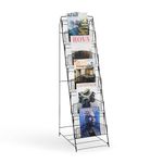 Safco Black Onyx Mesh Literature Floor Rack-Floor-46"Heightx18.5"Widthx12.5"Depth-5 Pocket(s)-6 Compartment(s)-Steel-Black