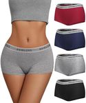 Avidlove Women's Underwear Cotton Boyshort Panties Full Coverage Boxer Shorts Briefs Cheeky Panty Pack of 4 (Black/grey/navy blue/wine red,Small)