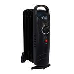 Russell Hobbs 650W Oil Filled Radiator, 5 Fin Portable Electric Heater - Black, Adjustable Thermostat, Safety Cut-off, 10 m sq Room Size, RHOFR3001, 2 Year Guarantee