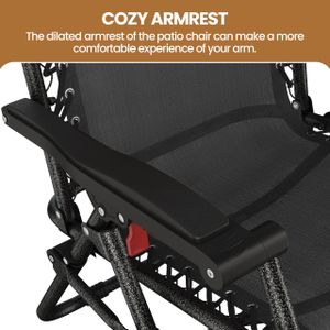 Yaheetech Zero Gravity Recliner Chairs Set of 2 – Adjustable Outdoor Loungers, Black