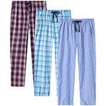 MoFiz Men's Pajama Pants Cotton Pjs House Plaid Sleep Cotton Pants Lounge Pjs Bottoms Pant 3pack Size X-Large