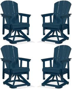 AreShark HDPE Adirondack Swivel Glider Chairs, 4 Pcs, Navy Blue