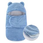 AiWMGL Baby Swaddle Blanket Boys Girls Fleece Winter Warm Adjustable Newborn Swaddling Wrap Soft Sleeping Sacks Infant Blue 0-1 Months