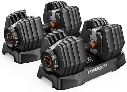 FEIERDUN Adjustable Dumbbell Set,5-52.5lb Free Weight Dumbbells, 15 in 1, Quick Adjust Weight Set with Non-slip Handles and Tray, Dumbbells for Home Gym Exercise Strength Training, Unisex（Pair）