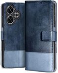 SHINESTAR Ultimate Dual Shade Leather Finish Flip Back Cover for Redmi 13 5G | Inside TPU & Inbuilt Stand | Wallet Style Back Cover for Redmi 13 5G Flip Cover | - Ice & Blue