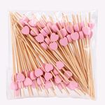 100 Pack Fruit Toothpicks, Heart-Shaped Bamboo Cocktail Picks, Natural Bamboo Toothpicks for Appetizers Fruit Cake Dessert Barbecue Snacks Sandwiches