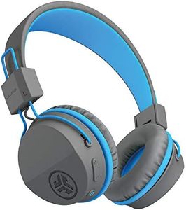 JLab JBuddies Studio Wireless On-Ear Kids Headphones, Graphite/Blue, 13 Hour Battery Life, Studio Volume Safe, Volume Limiter, Folding, Adjustable, Noise Isolation, with Mic