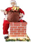 Fraser Hill Farm 48-in. Santa in Chimney with Toy Sack and Lights,