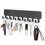 pickpiff Key Holder for Wall Self Adhesive, Key Hooks with 8 Hooks Wall Mounted, Black Key Hangers No Drill for Living Room, Kitchen, Office