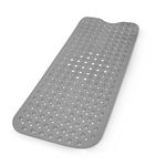 KEPLIN Premium Non-Slip Bath Mat - 200 Suction Cups, BPA, Latex Free, Mildew Resistant, Machine Washable - Safe, Durable & Comfortable for Bathroom Tubs (Grey, Bath, 100 x 40cm)