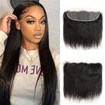 Brazilian Virgin Human Hair Straight 13x4 Lace Frontal 100% Unprocessed Straight Human Hair Ear to Ear Lace Frontal Closure Natural Black Color (14Inch, 13X4 Frontal)