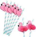 Flamingo Paper Straw Decorations 50 PCS Disposable Cocktail Drinking Straws Decorative for Party Table D?cor Luau Party