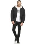 Calvin Klein Men's Hooded Down Jacket Quilted Coat Sherpa Lined, Black Stretch, Medium