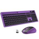 Wireless Keyboard and Mouse Combo - Keyboard with Phone Holder, seenda 2.4GHz Silent USB Wireless Keyboard Mouse Combo, Full-Size Keyboard and Mouse for Computer, Desktop and Laptop (Purple)