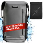 KRONOX 30L Rolltop Backpack: 100% Waterproof Motorcycle Backpack with Detachable Laptop Cover, Helmet Net & Tail Bag Functionality.
