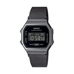 Casio Vintage A168WEMB-1BDF Black Digital Dial Silver Stainless Steel Band D259