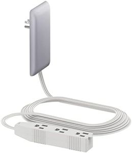 LIDER Flat-Face Outlet Extender with 3 Receptacles, Ultra-Thin Wall Plate Plug with Cord Extender and 3-Outlet Power Strip, 8ft Cord, LWE8-315-SV, 1625W, ETL Listed, Matte Silver, 1-Pack