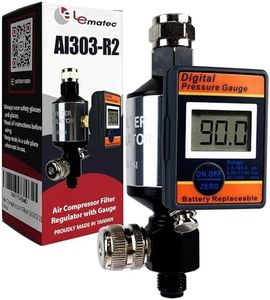 LE LEMATEC Digital Air Pressure Regulator & Filter with Water Separator, 1/4 NPT, Moisture Trap, Oil & Dirt Removal, Inline Dryer for Pneumatic Tools, Spray Paint Gun & Compressed Air System, AI303-R2