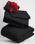 Mellanni King Size Sheet Set - Iconic Collection Bedding Sheets & Pillowcases - Luxury, Extra Soft, Cooling Bed Sheets - Deep Pocket up to 16" - Wrinkle, Fade, Stain Resistant - 4 PC (King, Black)