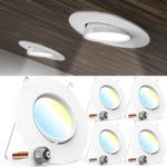 Sunco 4 Pack LED Can Lights Eyeball Retrofit Gimbal 5/6 Inch Recessed Lights 12W=60W, 5 Colors 2700K/3000K/3500K/4000K/5000K, 800 LM, Directional Angled Trim Adjustable Ceiling Downlight UL