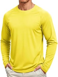 TACVASEN Fishing Shirt for Men Sun Shirts UPF 50+ UV Protection Rash Guard Long Sleeve Gym Outdoor Top Lightweight Summer Yellow, XL