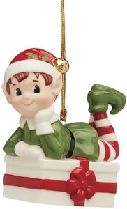 Lenox 896180 Christmas Elf Sitting On Present Ornament