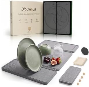 Diatmous Large Stone Drying Mat for Kitchen Counter, Diatomaceous Earth Foldable Dish Drying Mat, Diatomite & Silicone Fast Water Absorbing Dry Pad, Thick Folding Drainer Mats for Dishes & Countertops