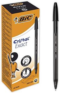 BIC Cristal Exact Ball Pens Needle Point (0.7 mm) - Black, Box of 20
