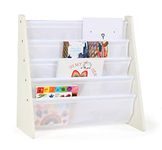 Humble Crew Kids Book Rack Storage Bookshelf, White, White/White