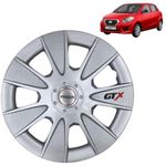 PRIGAN Wheel Cover for Datsun Go 13 Inch Silver Wheel Cap (Available in 12,13,14,15,16 Inch) (Set of 4 Pcs) (Press Fitting) Model- GTX Silver-13